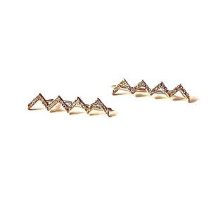 14k real Gold Zig Zag Ear climber earrings | Ear climber gold earrings | Gift |
